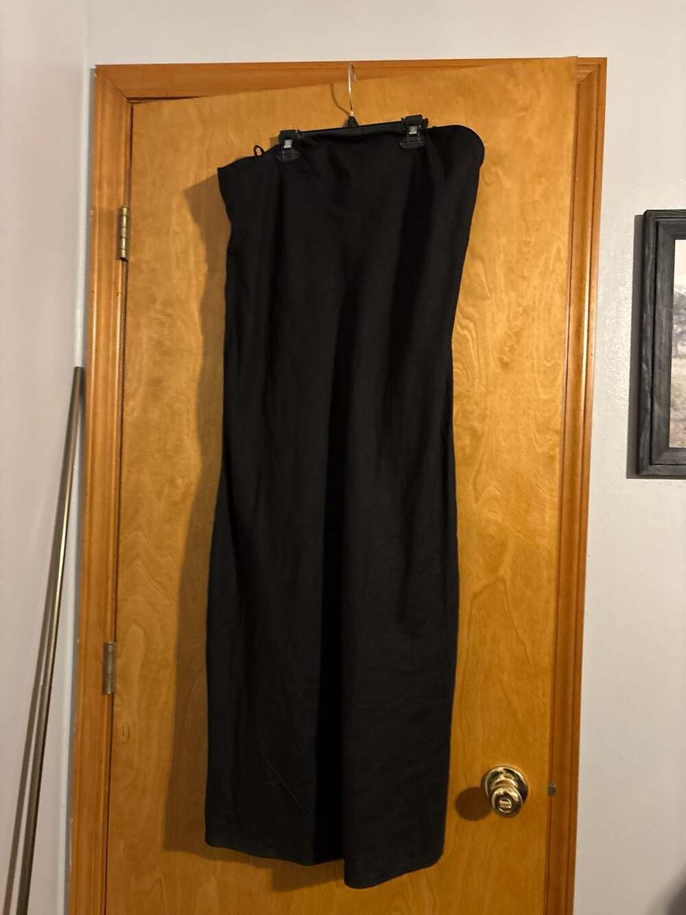 Banana Republic Strapless Linen-Blend Maxi Dress in Black
